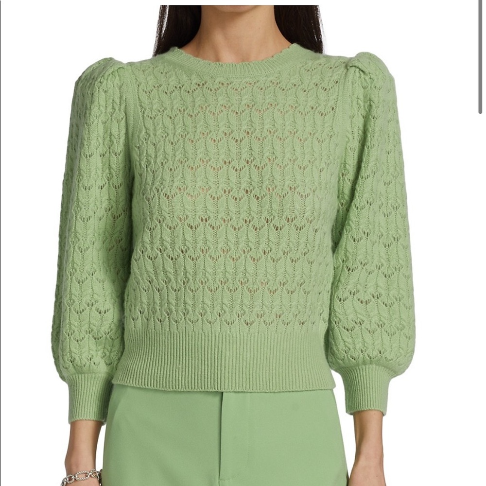 alice and Olivia Doris Sage puff sleeve sweater